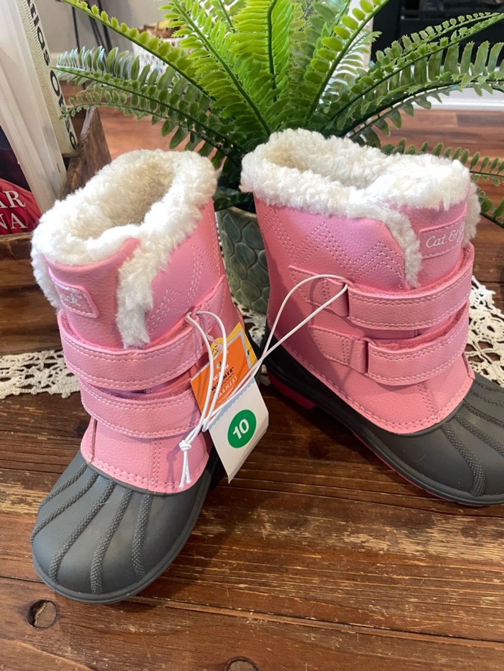 Cat & Jack Pink Fleece-Lined Kids Snow Boots size 10 NWT